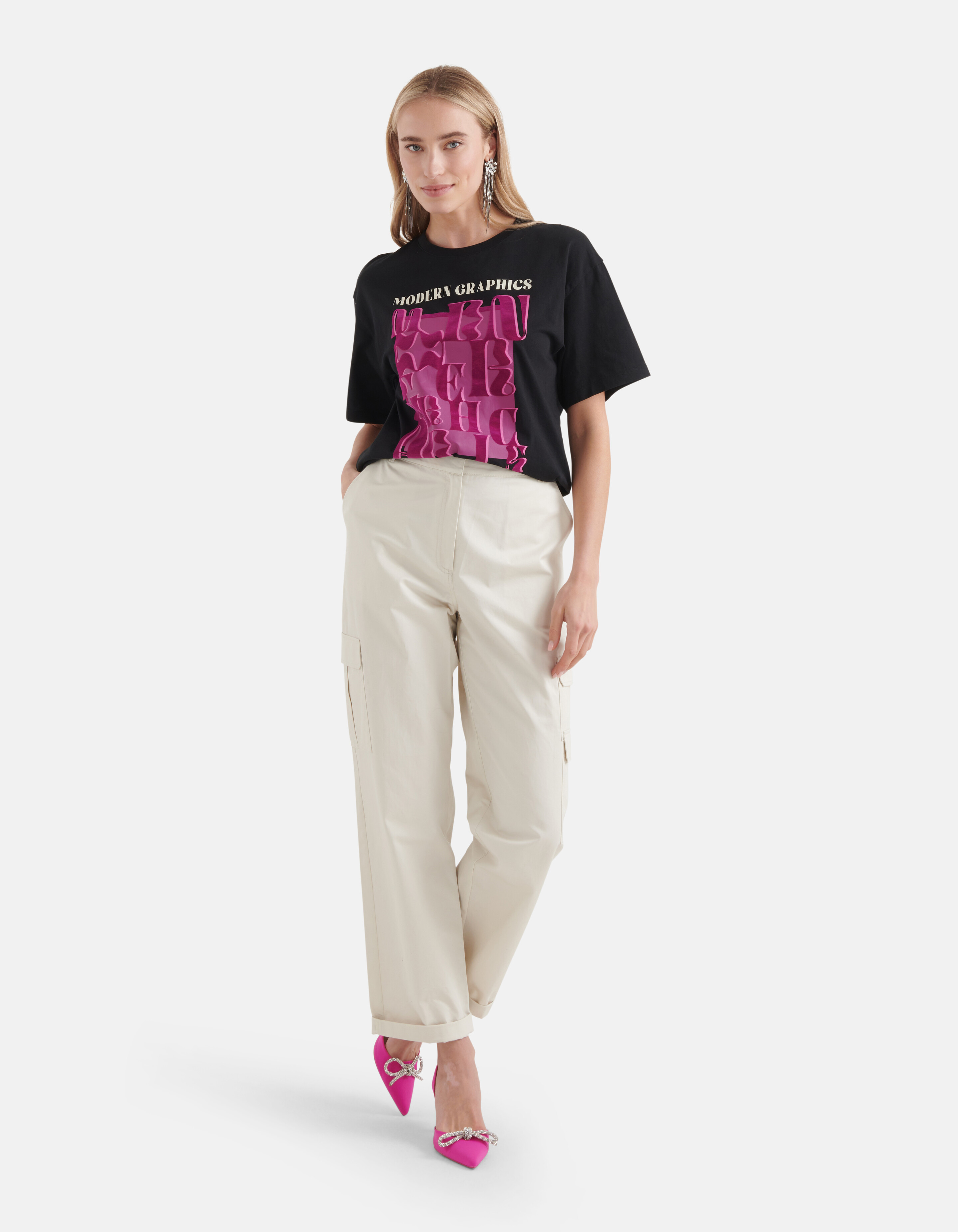 Grafisch Artwork T-shirt Zwart SHOEBY WOMEN