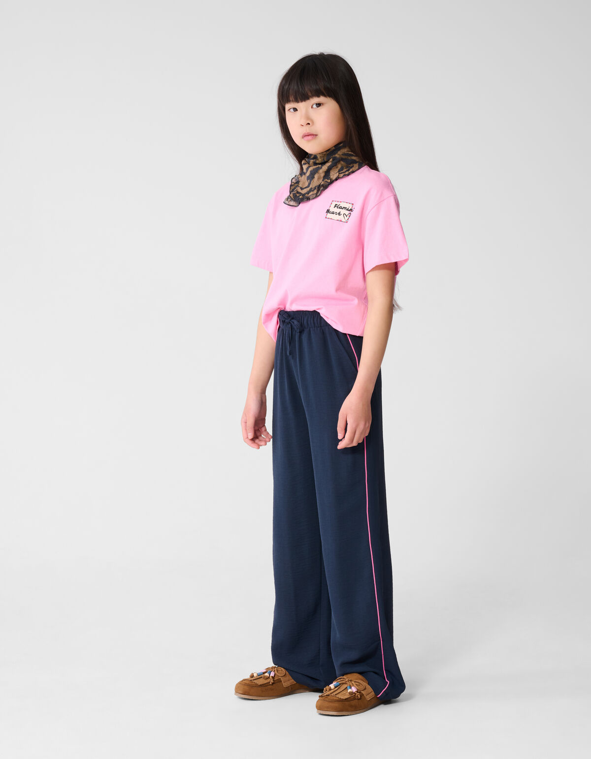 Piping Wide Leg Fit Broek Donkerblauw SHOEBY GIRLS