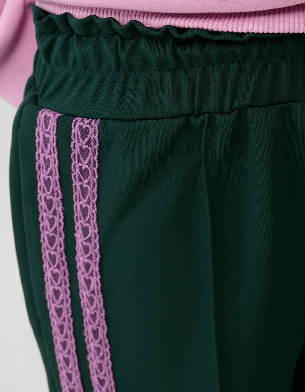 Sporty Wide Leg Broek Donkergroen SHOEBY GIRLS