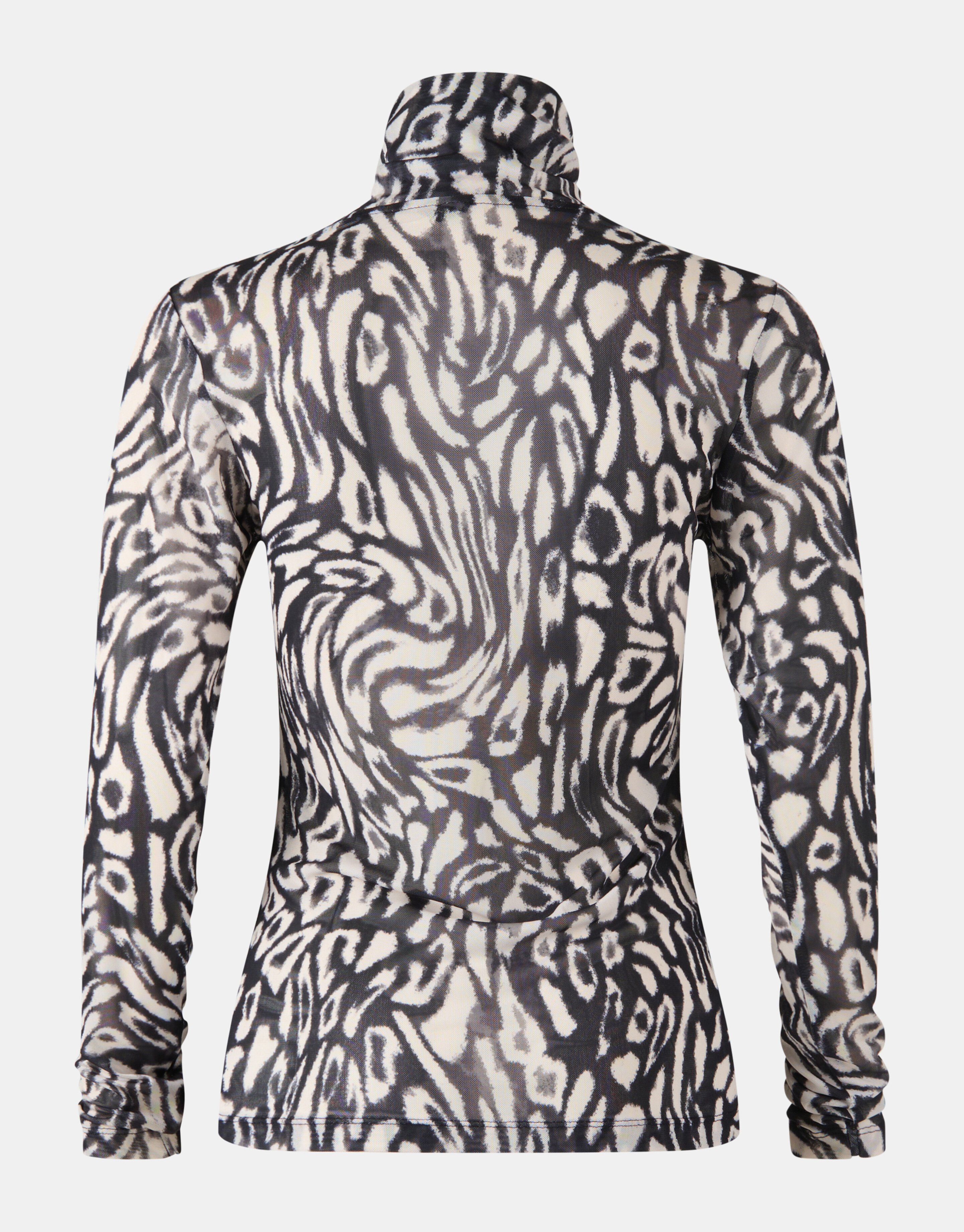 Leopard Print Mesh Top Zwart/Wit SHOEBY WOMEN