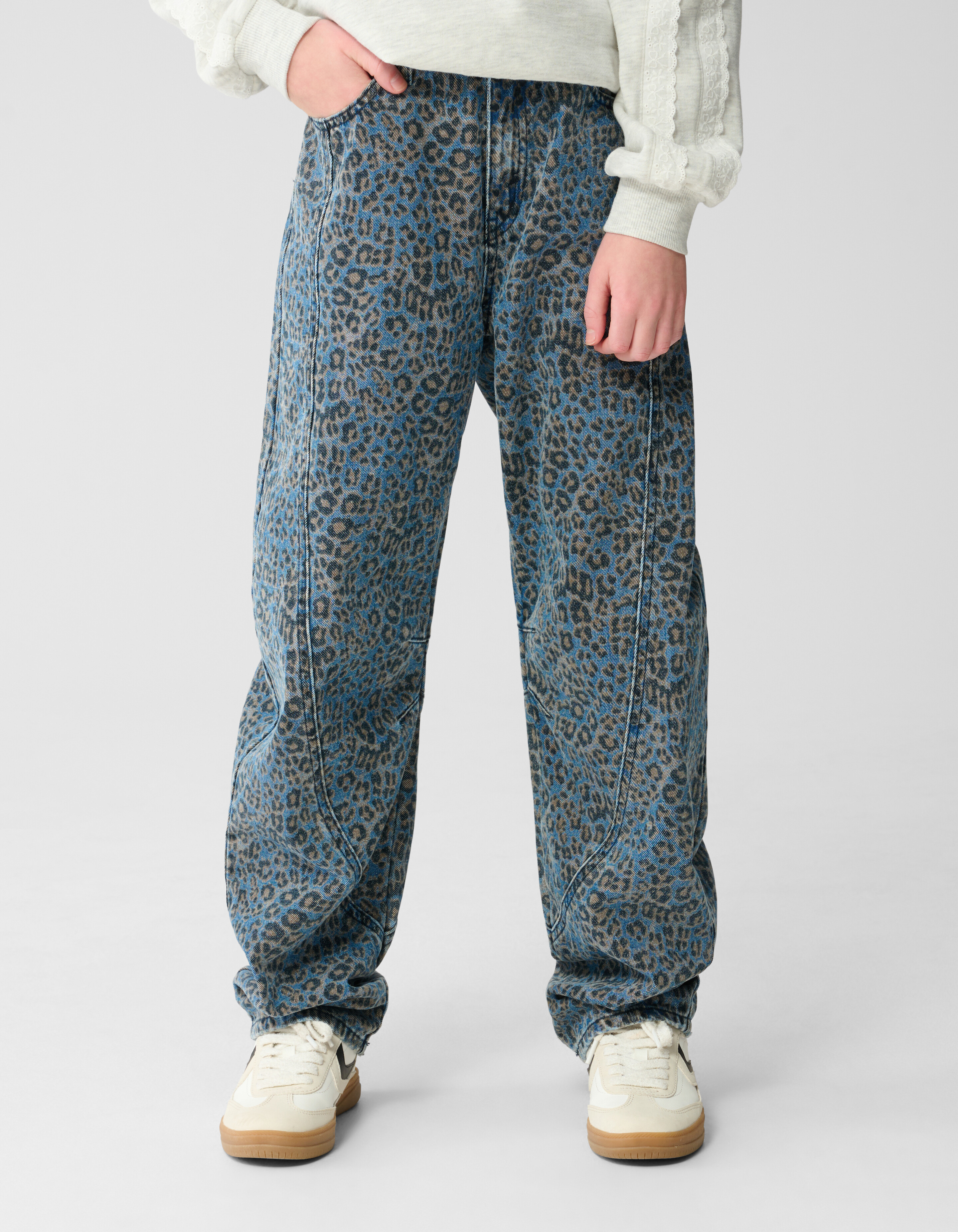 Leopard Barrel Fit Jeans Blauw SHOEBY GIRLS