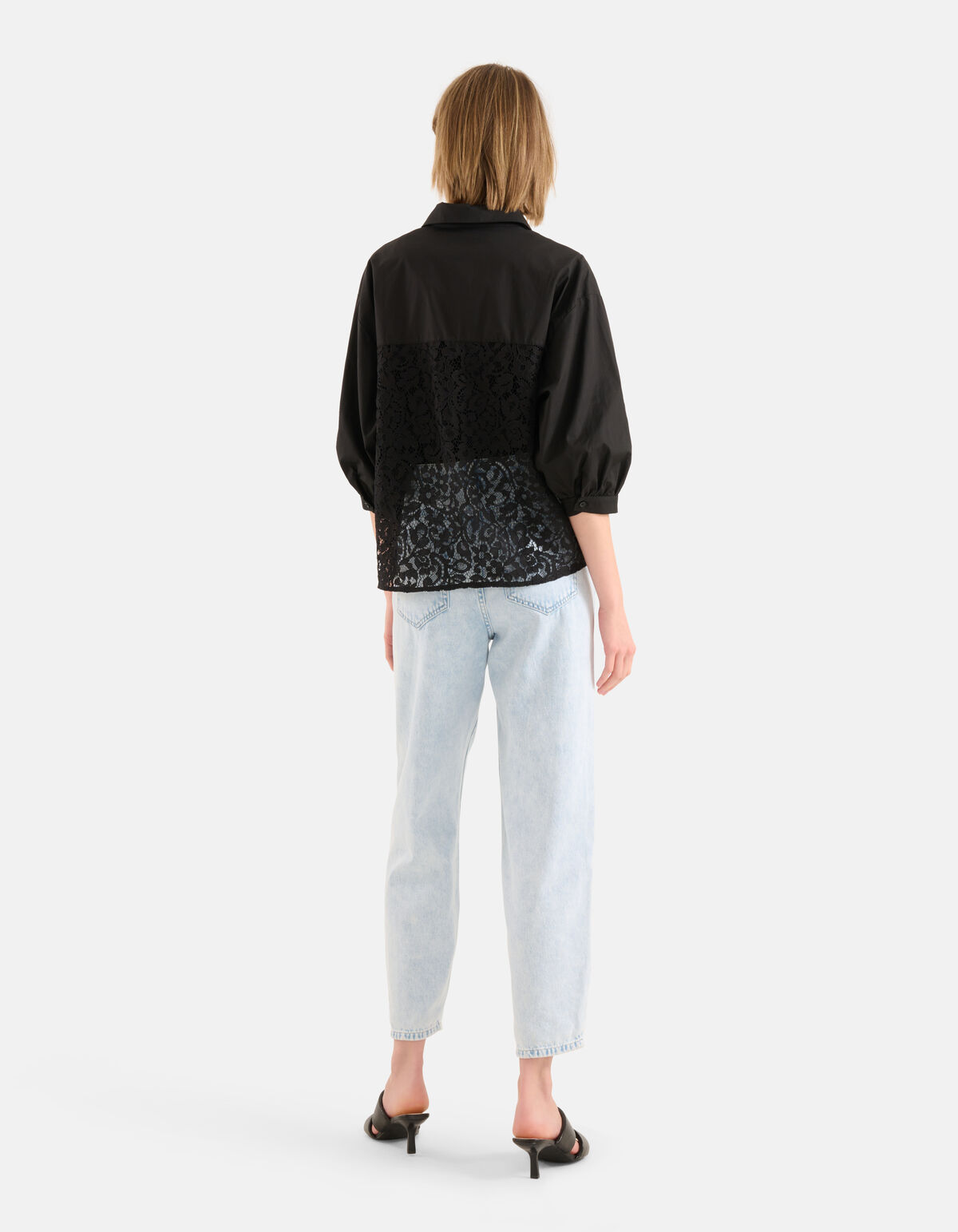 Kanten Poplin Blouse Zwart SHOEBY WOMEN