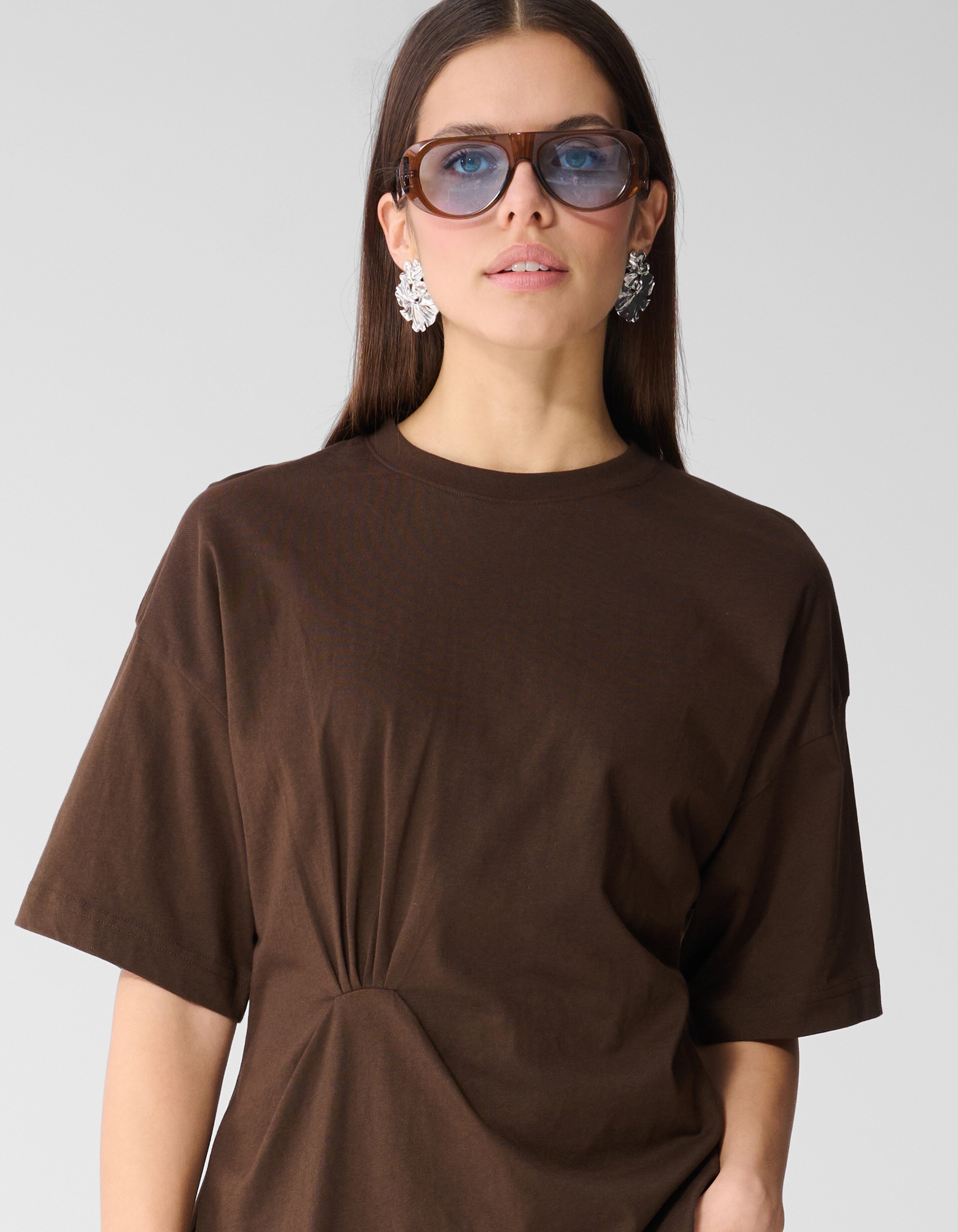 Oversized Knot T-shirt Bruin SHOEBY WOMEN