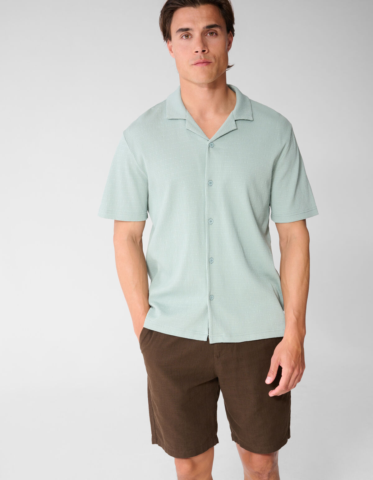 Structuur Overshirt Lichtgroen SHOEBY MEN