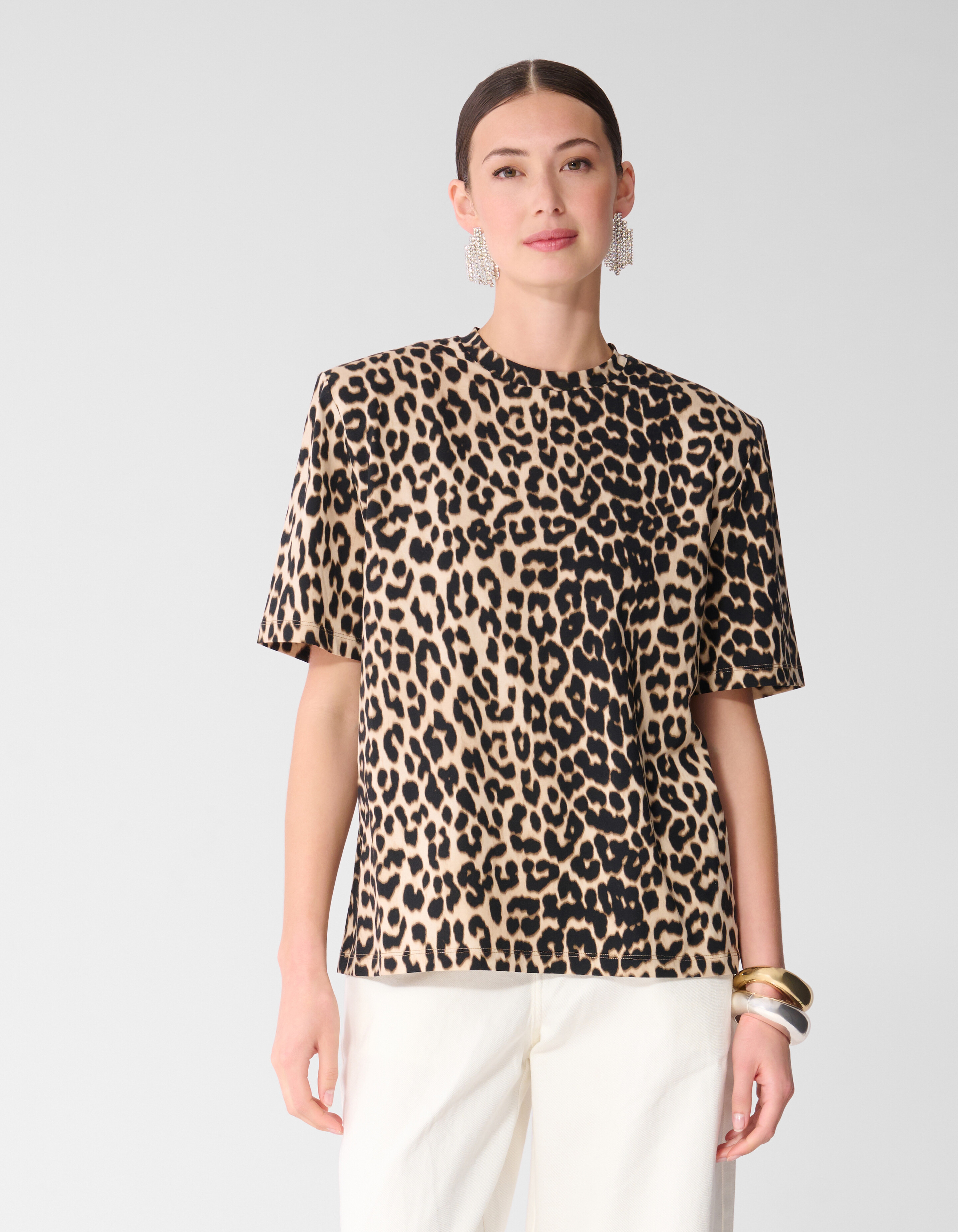 Leopard Padded T-shirt Bruin SHOEBY WOMEN
