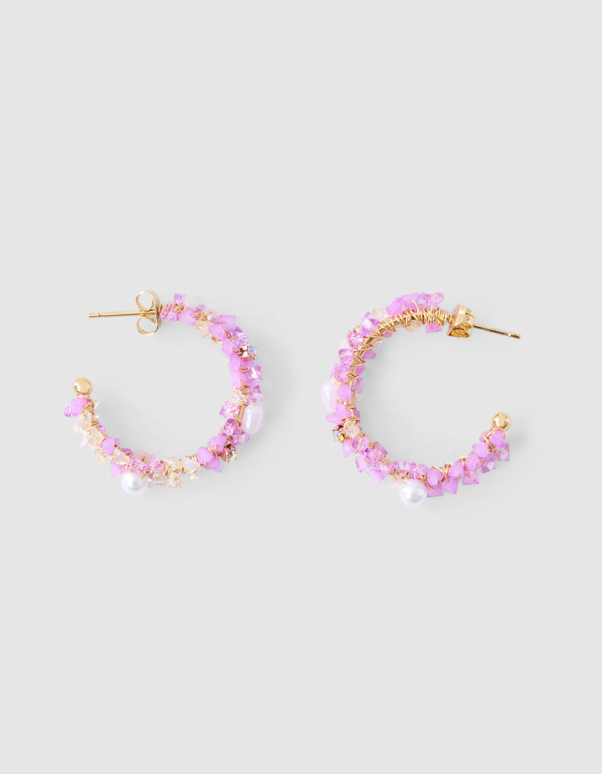 Beaded Hoop Oorbellen Roze SHOEBY ACCESSOIRES