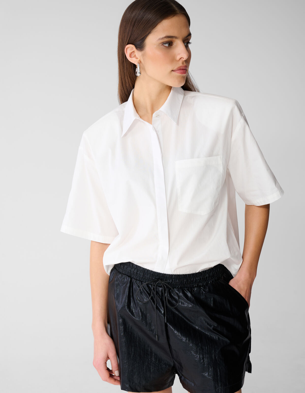 Oversized Short Sleeve Blouse Wit SHOEBY WOMEN