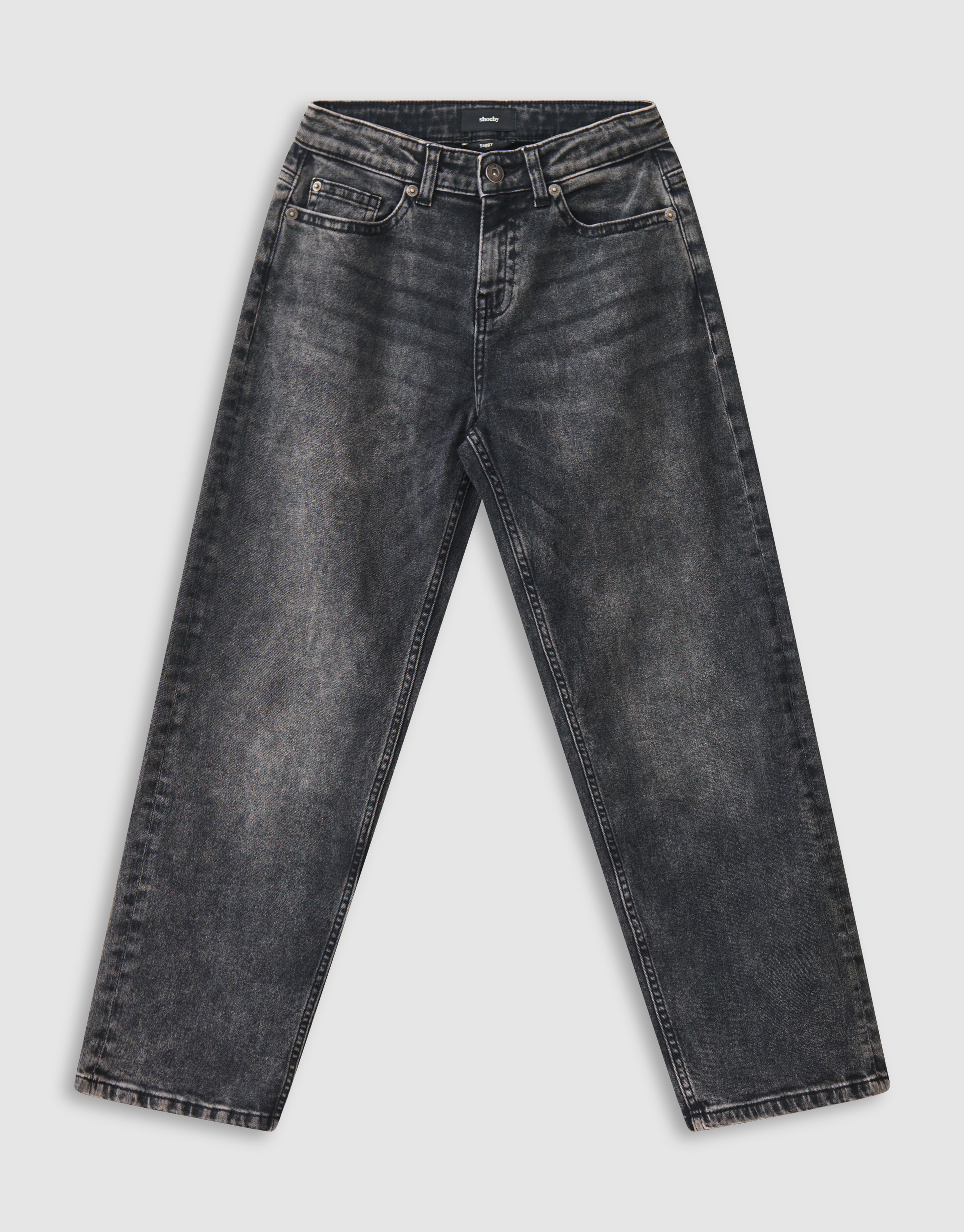 Baggy Fit Jeans Donkergrijs SHOEBY BOYS