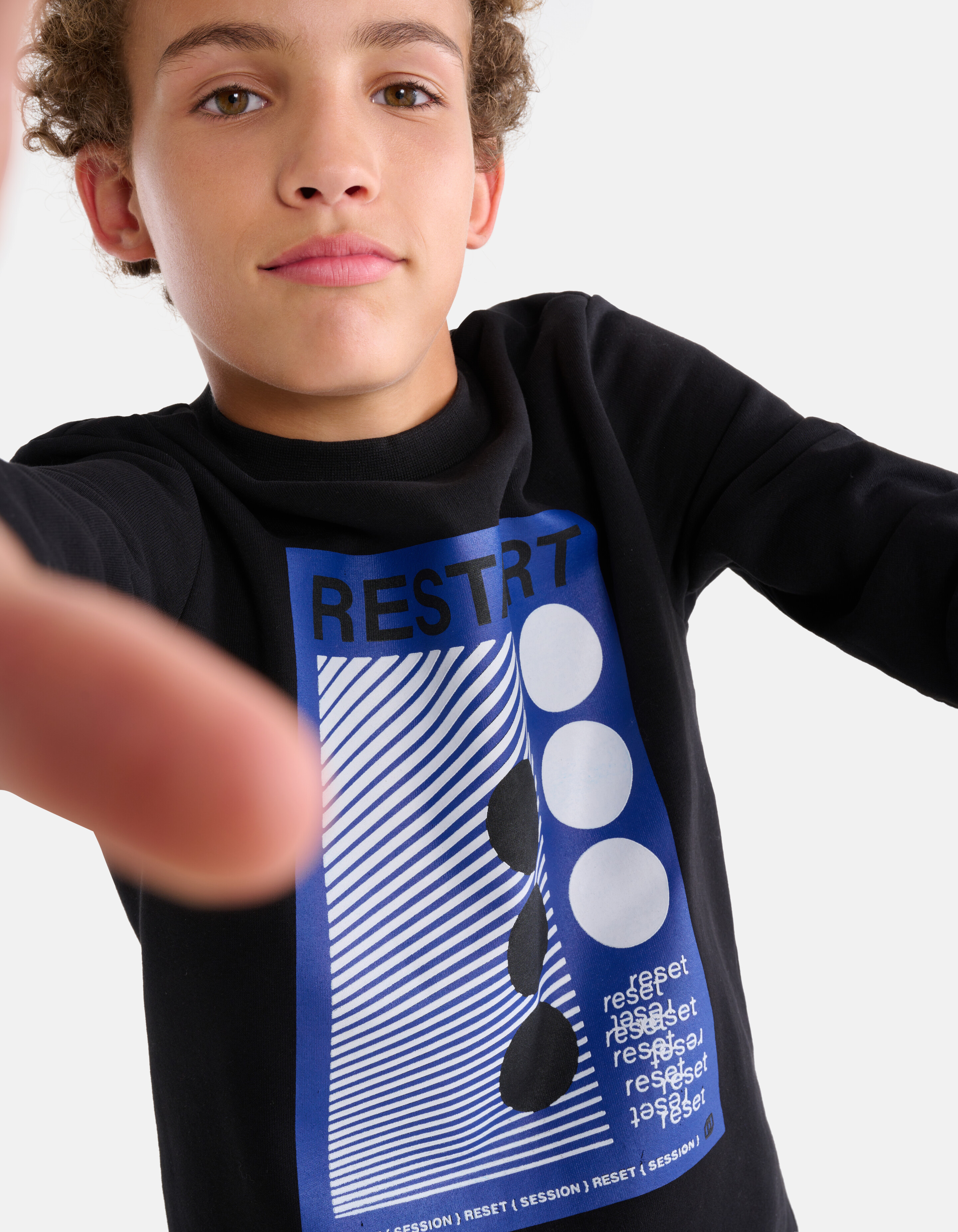 Grafische Retro Sweater Zwart SHOEBY BOYS
