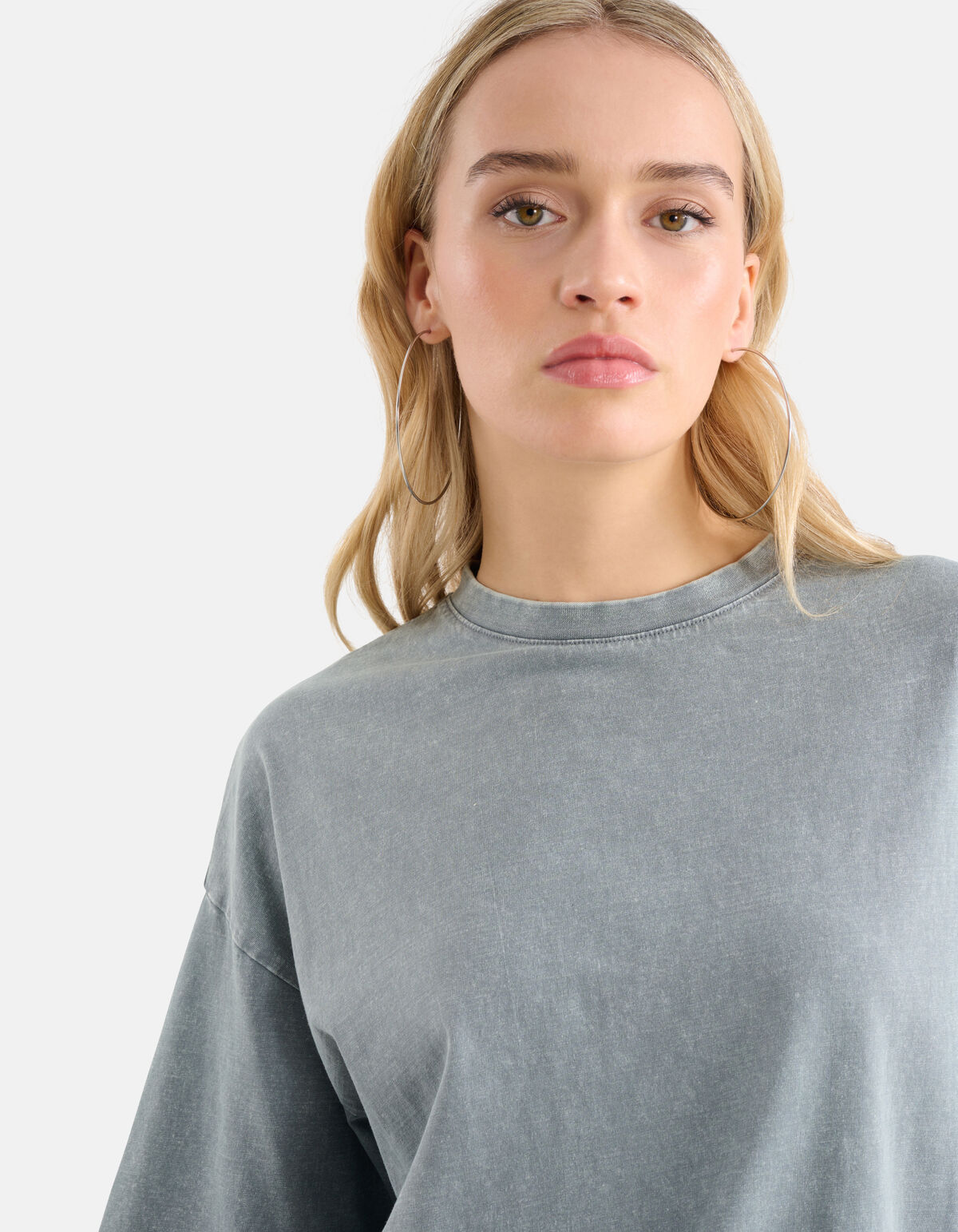 Oversized Washed T-shirt Lichtgrijs SHOEBY WOMEN