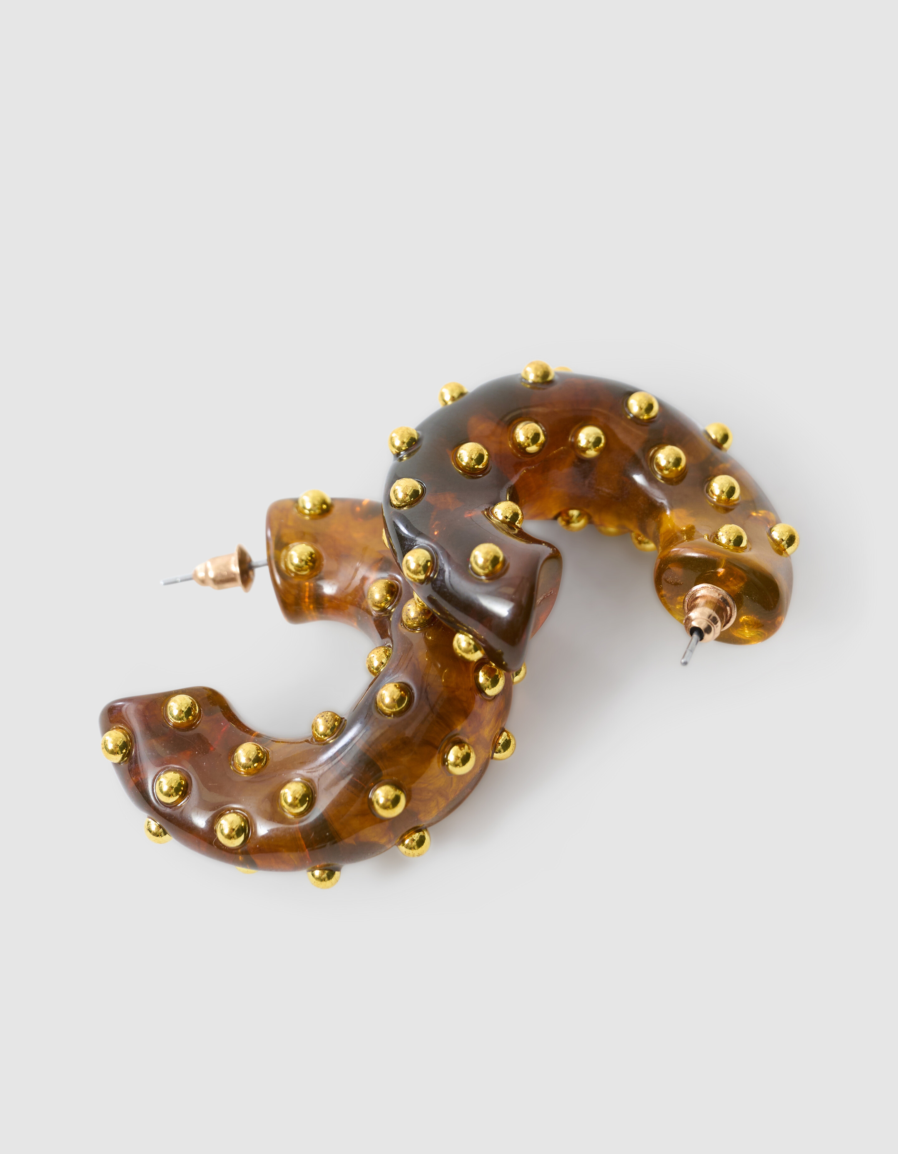 Studded Hoops Oorbellen Bruin SHOEBY ACCESSOIRES