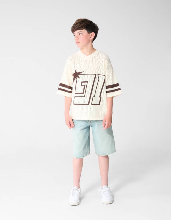 Sporty Mesh T-shirt Gebroken Wit SHOEBY BOYS