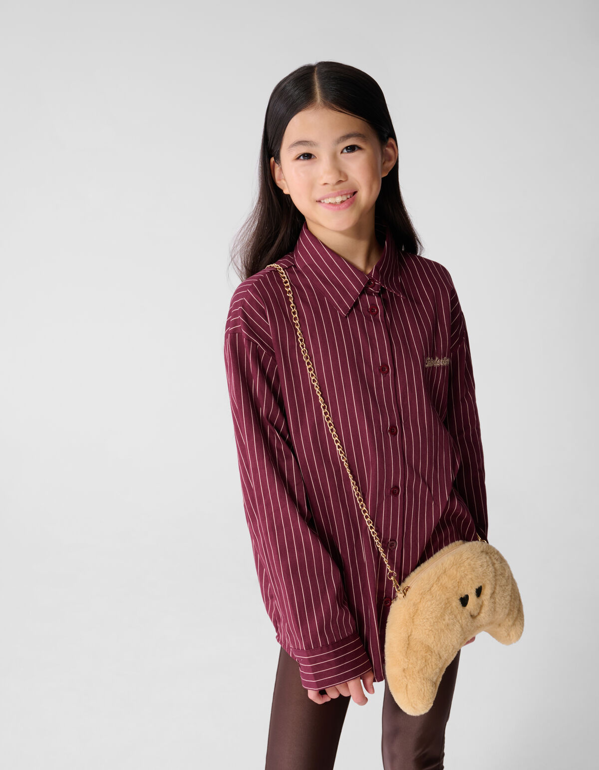 Lace Pinstripe Oversized Fit Blouse Donkerrood SHOEBY GIRLS