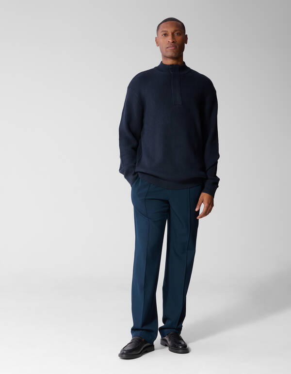 Twill Pintuck Broek Donkerblauw SHOEBY MEN