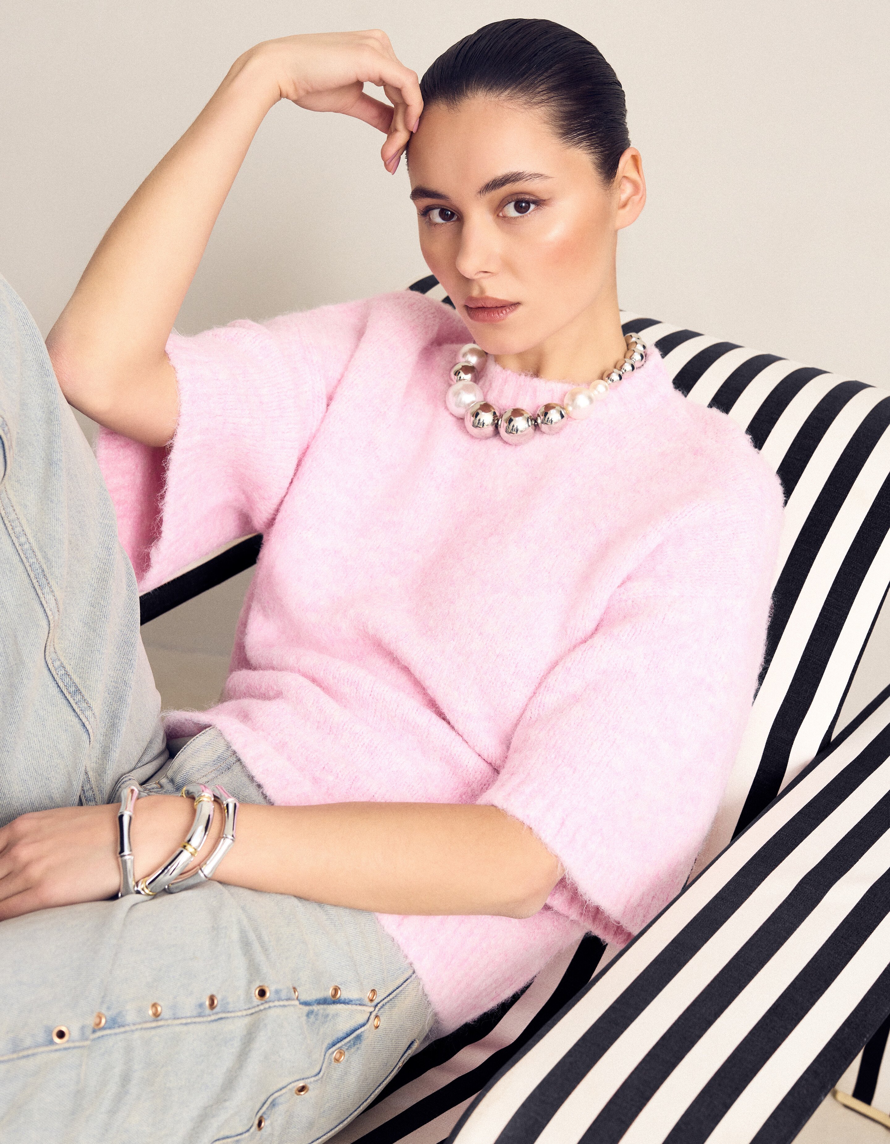 Hairy Short Sleeve Top Roze SHOEBY WOMEN