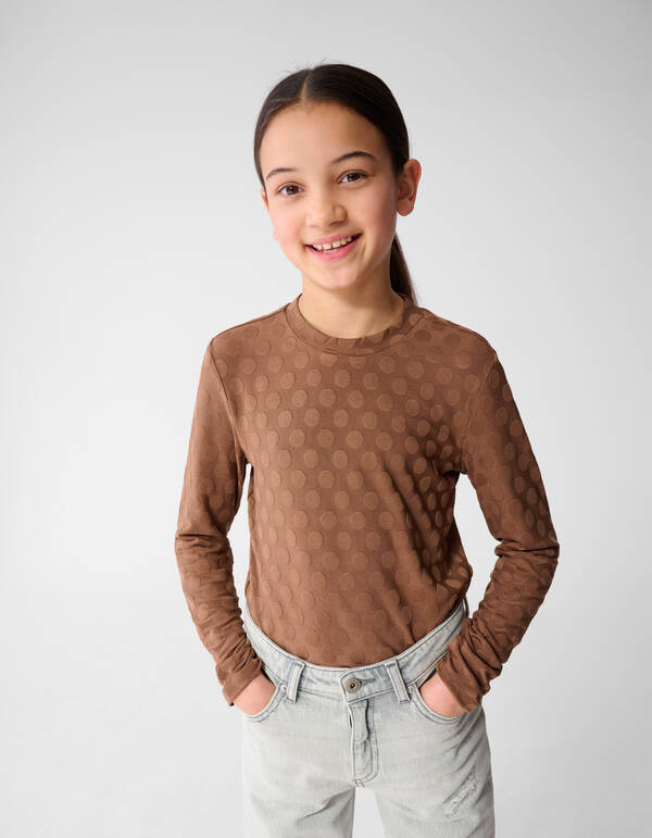 Polkadot Longsleeve Top Bruin SHOEBY GIRLS