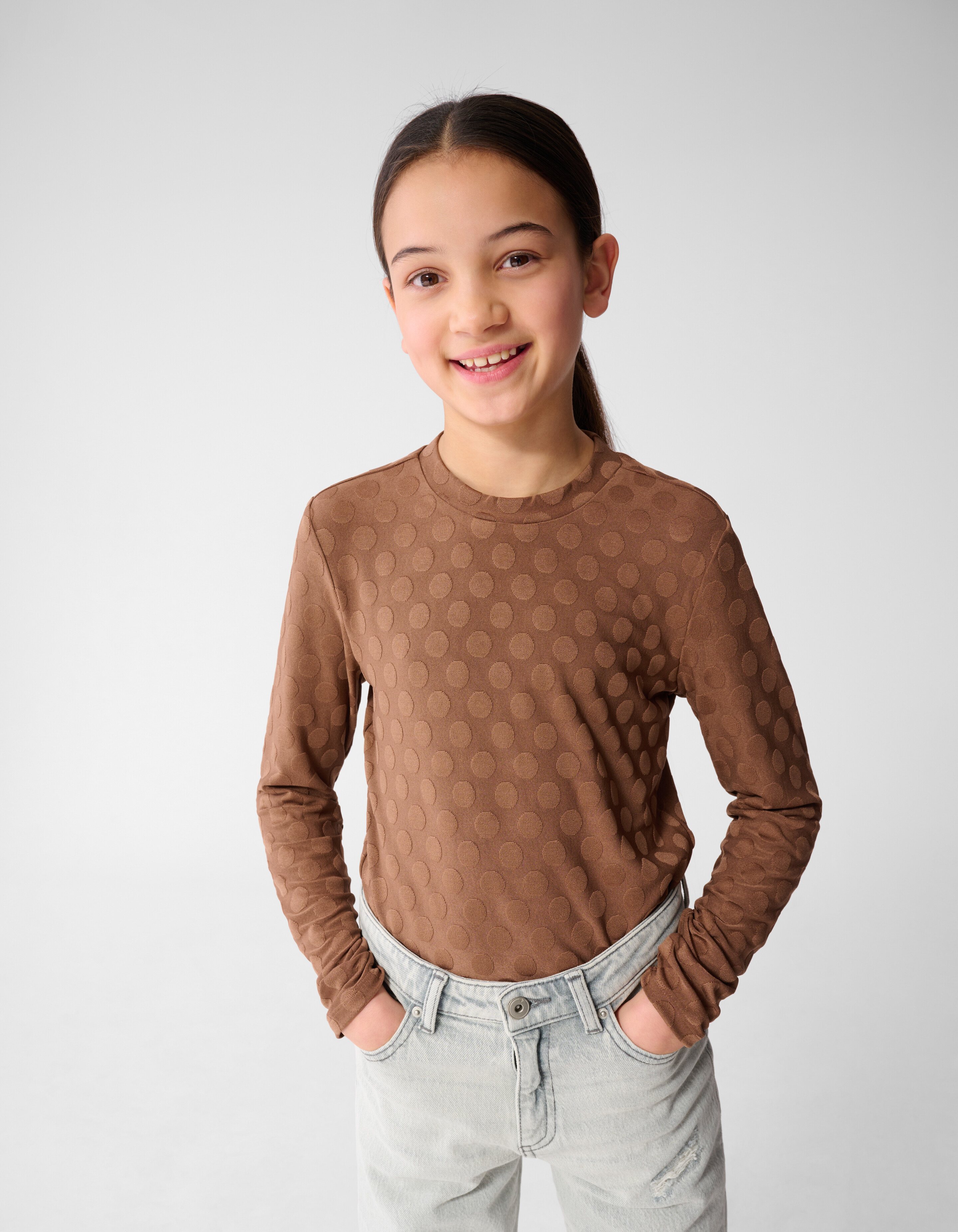 Polkadot Longsleeve Top Bruin SHOEBY GIRLS