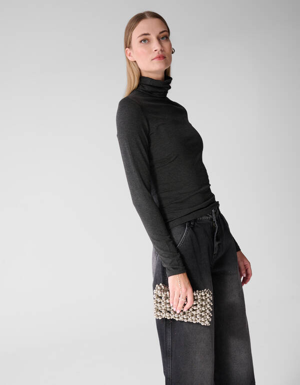 Col Neck Longsleeve Zwart SHOEBY WOMEN
