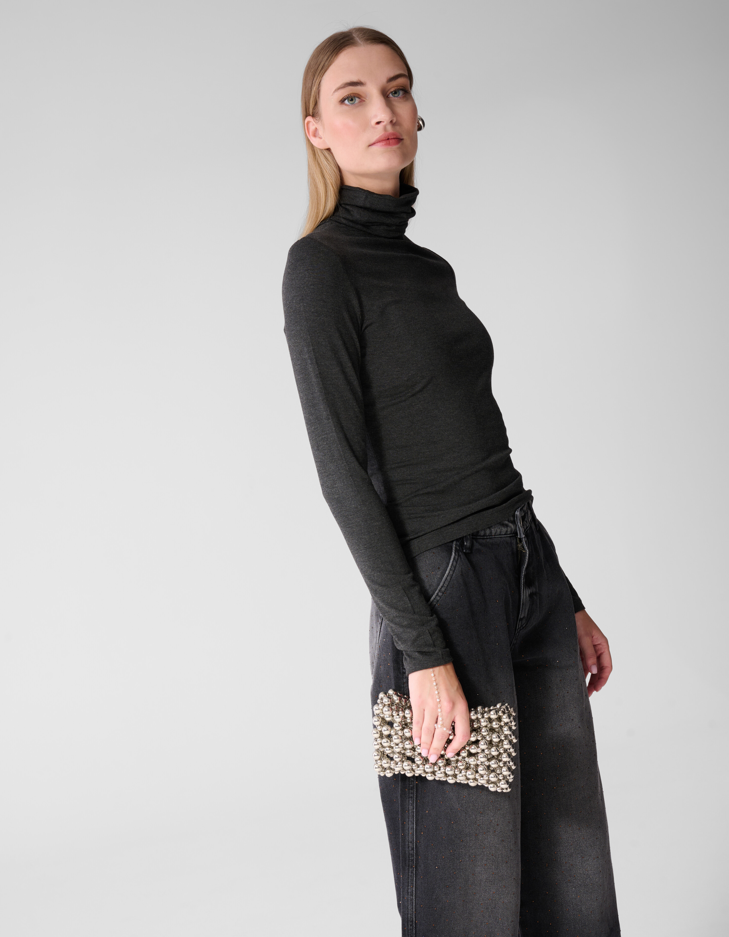 Col Neck Longsleeve Zwart SHOEBY WOMEN