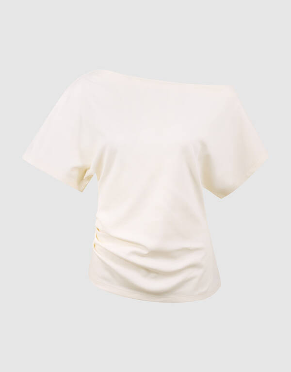 Pleated One Shoulder Top Gebroken Wit By Fred SHOEBY WOMEN