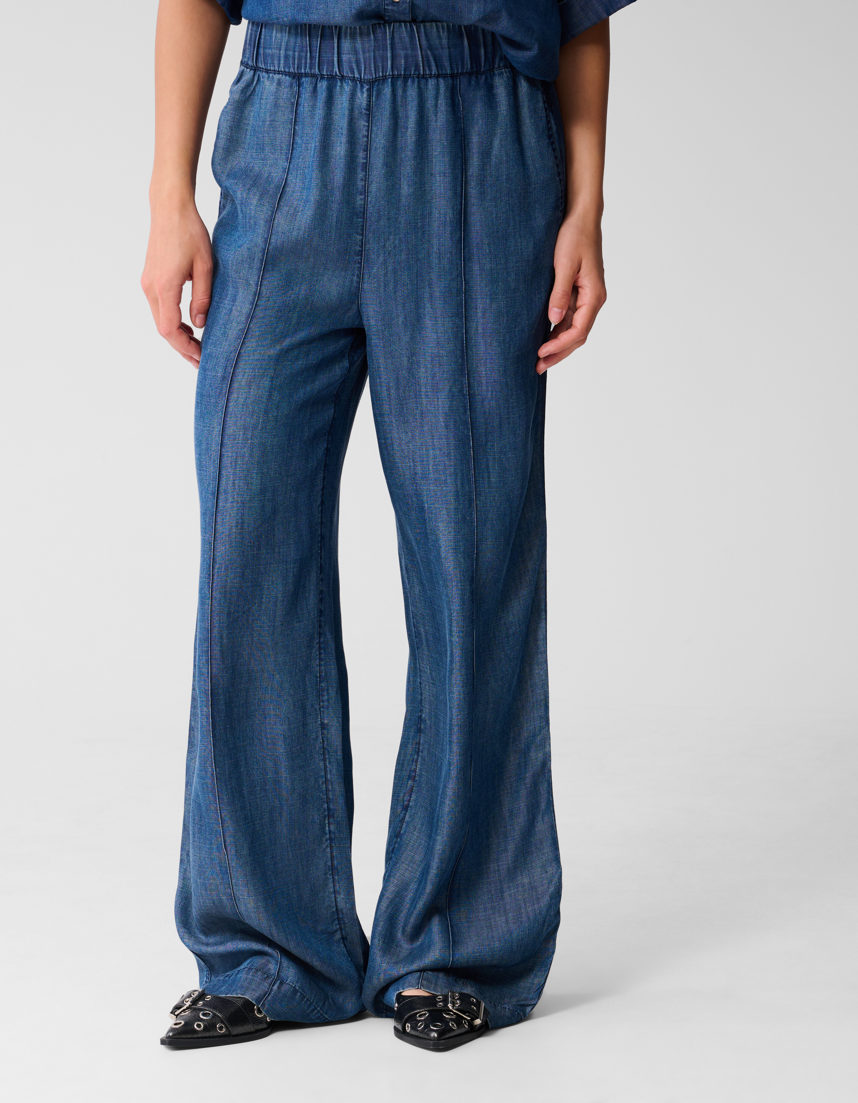Wide Leg Pintuck Broek Blauw By Mieke SHOEBY WOMEN