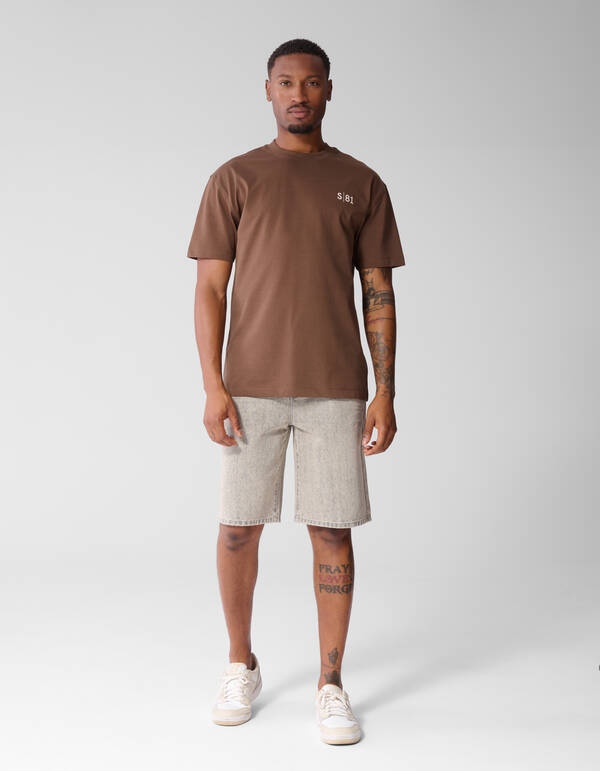 Tekst Print T-shirt Donkerbruin SHOEBY MEN