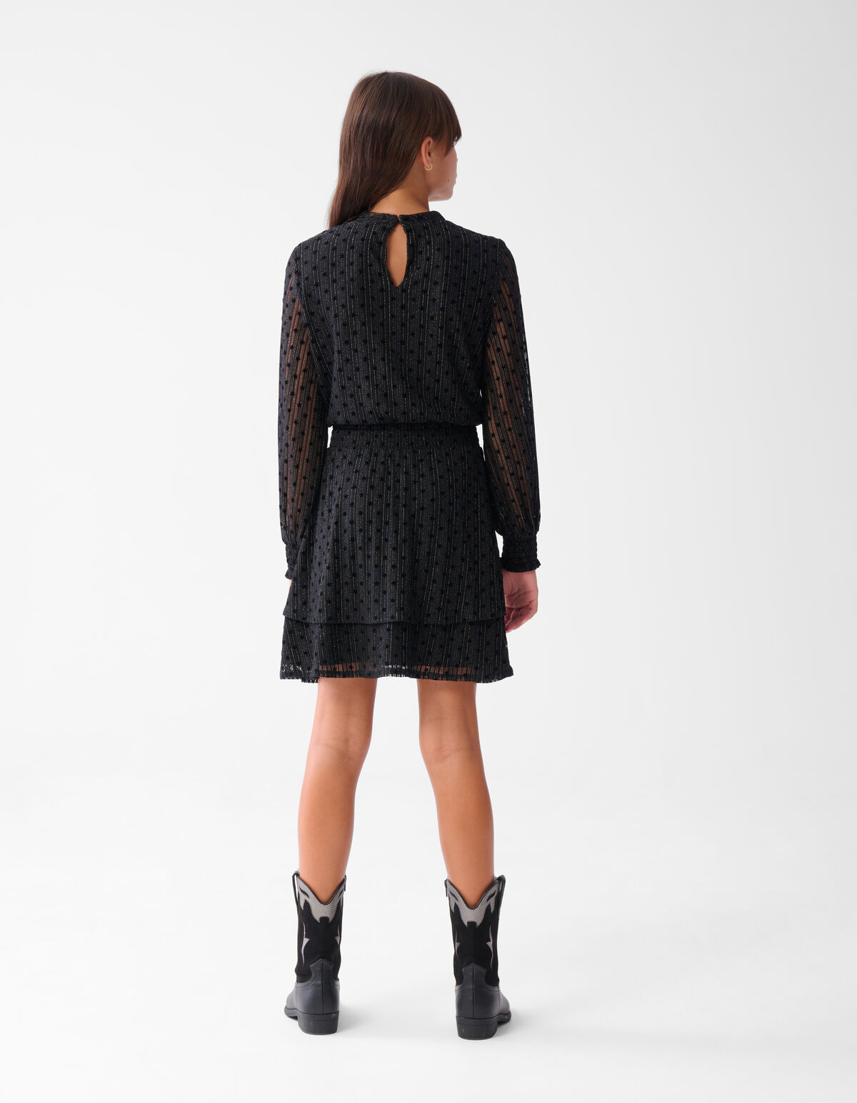 Glitter Mesh Jurk Zwart SHOEBY GIRLS