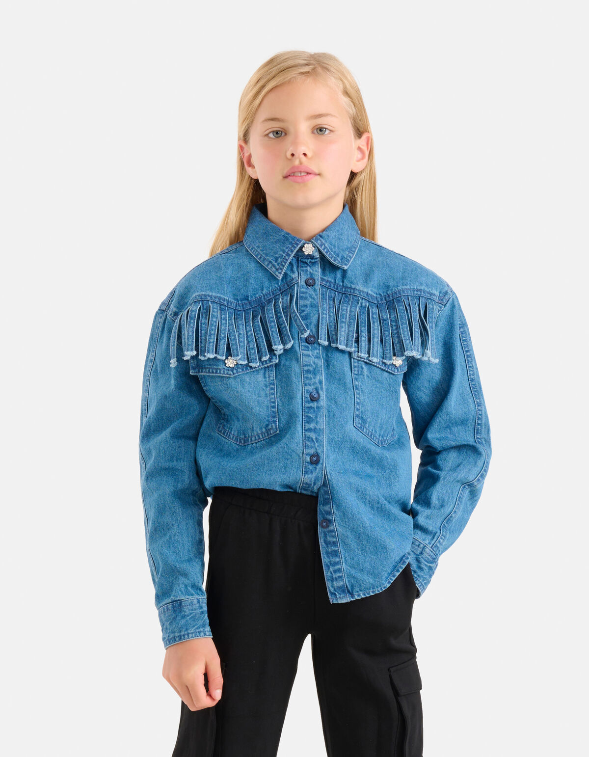 Denim Blouse Blauw SHOEBY GIRLS