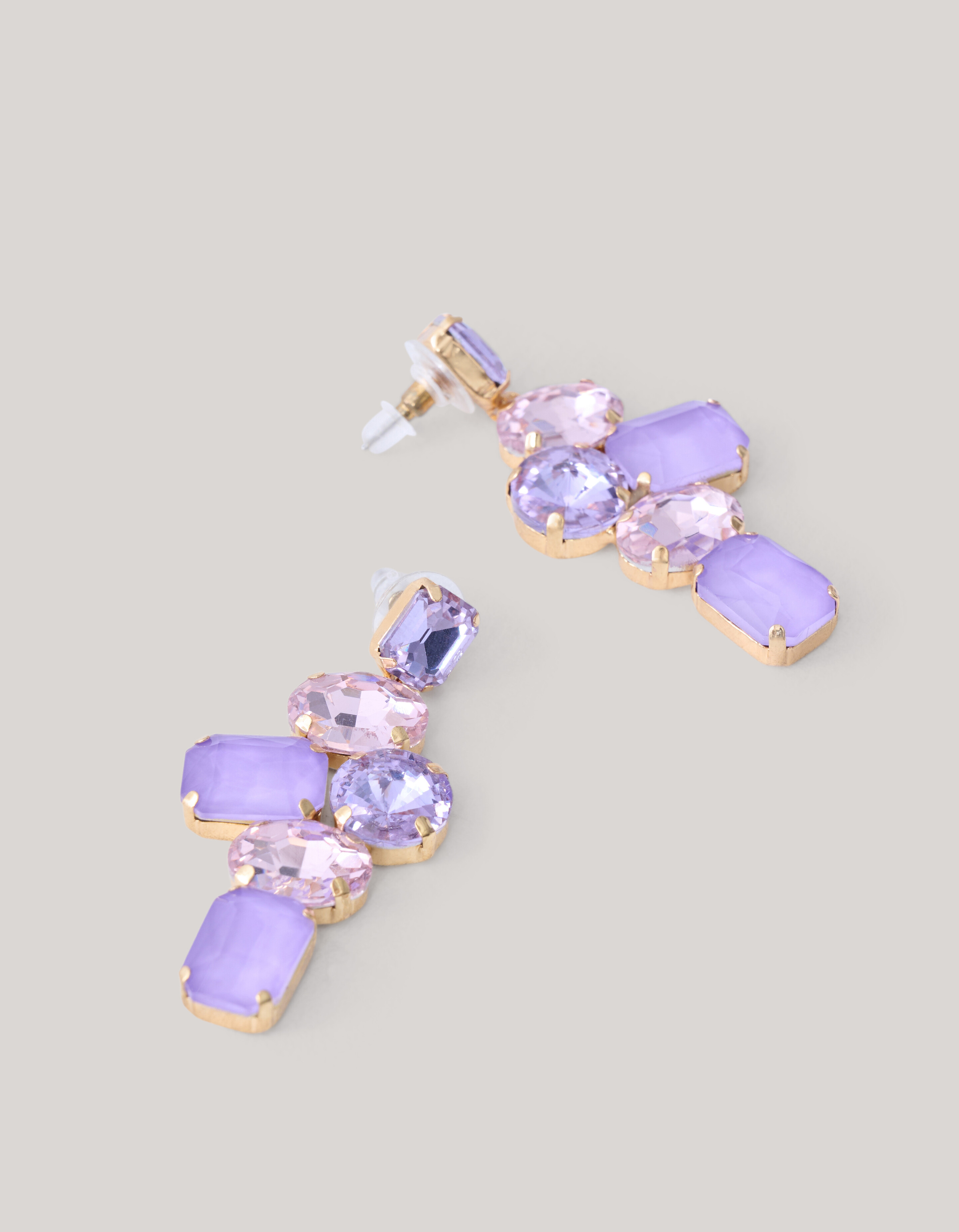 Hanging Strass Oorbellen Paars SHOEBY ACCESSOIRES