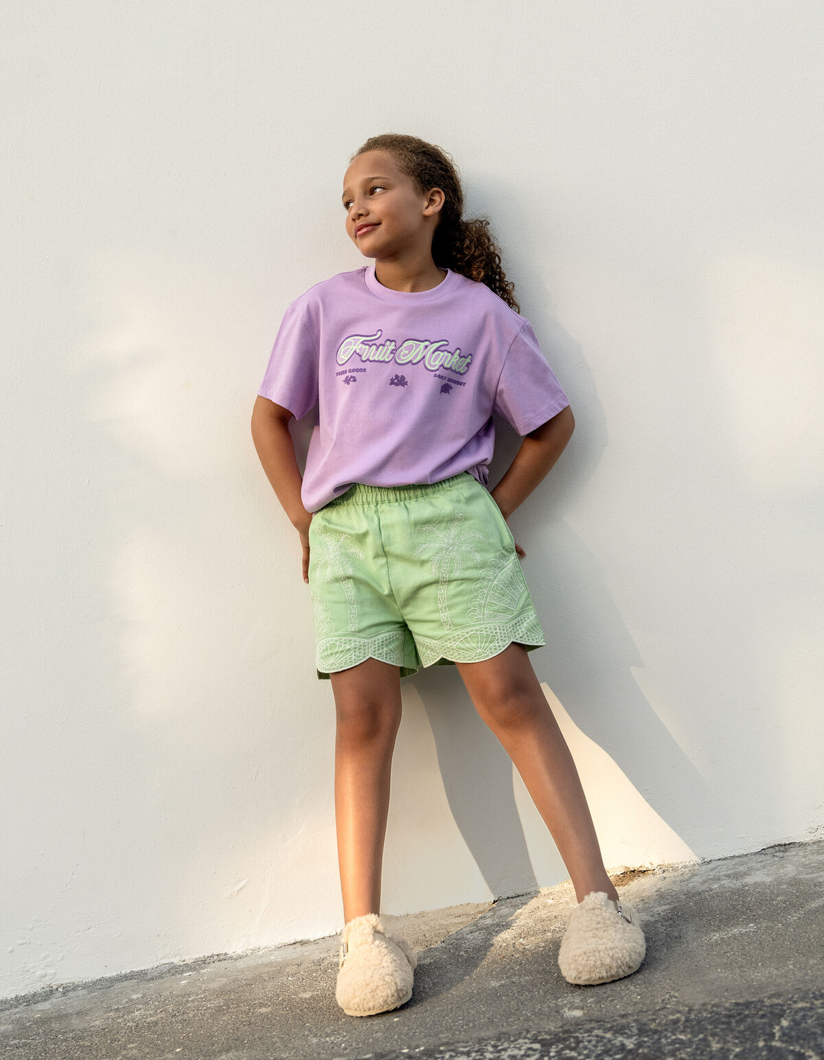 Palm Embroidery Short Lichtgroen SHOEBY GIRLS