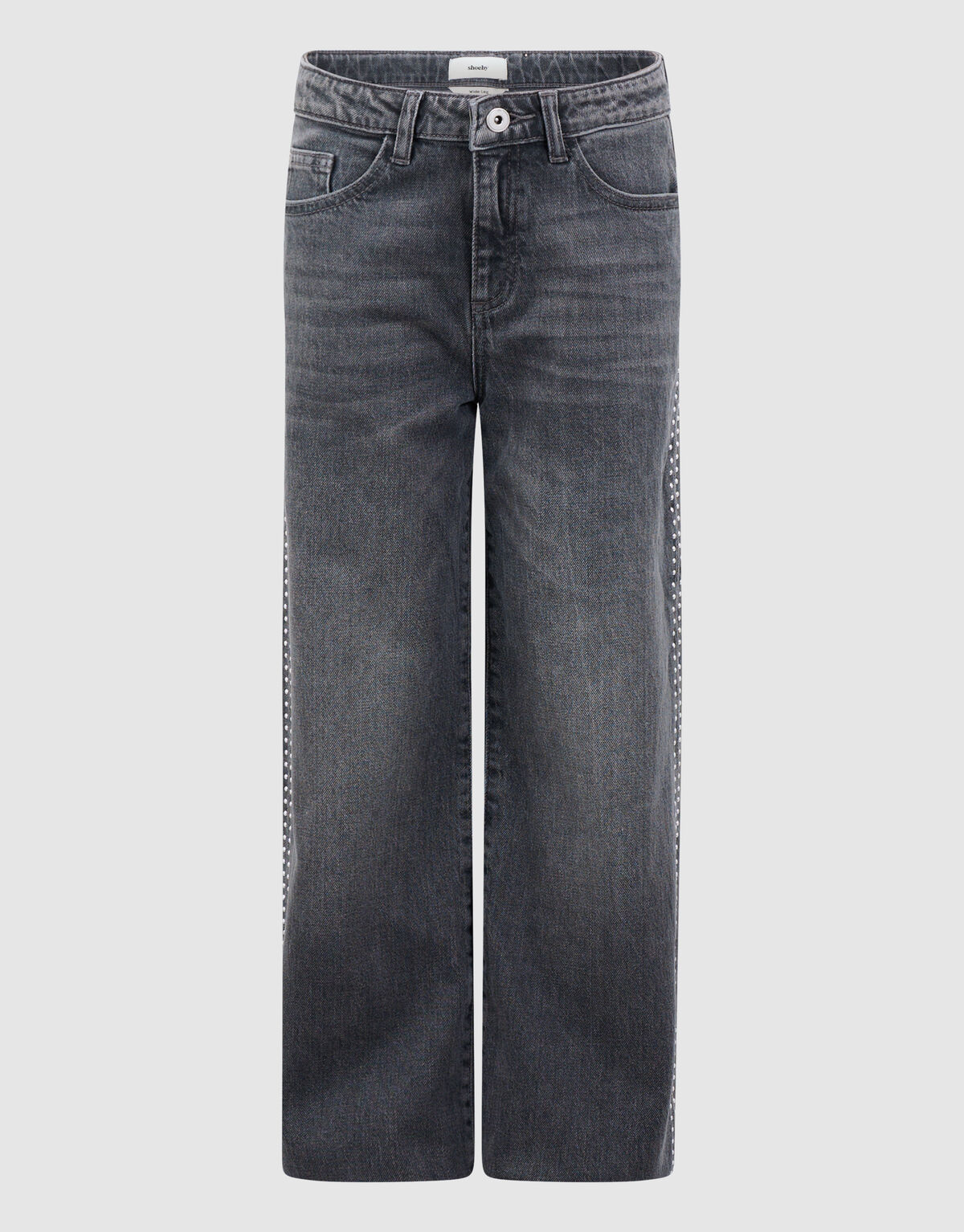 Stud Wide Leg Fit Jeans Donkergrijs SHOEBY GIRLS