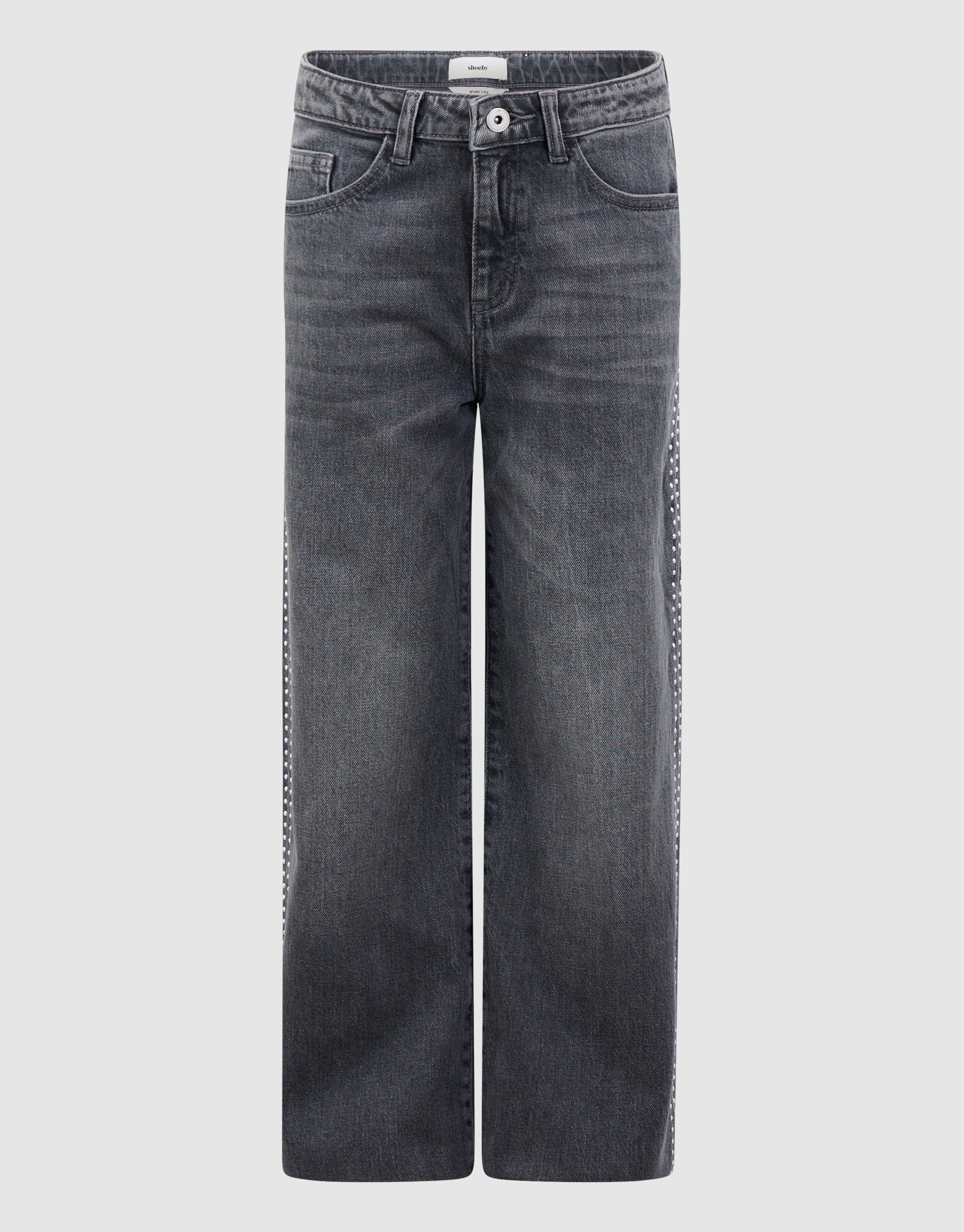 Stud Wide Leg Fit Jeans Donkergrijs SHOEBY GIRLS