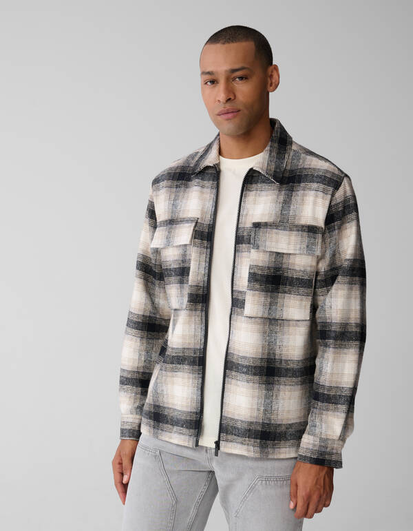 Ruiten Zip Overshirt Gebroken Wit SHOEBY MEN