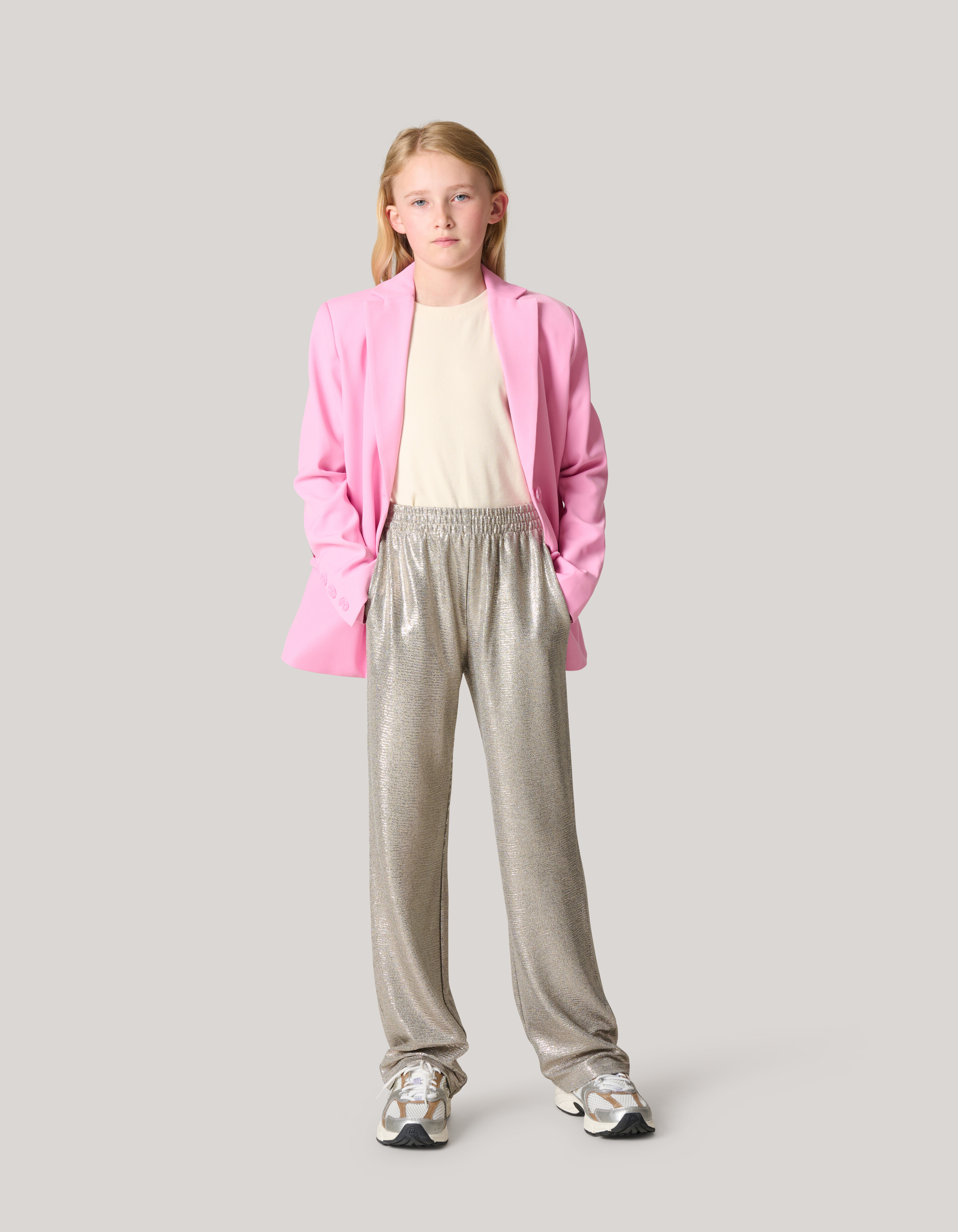 Metallic Wide Leg Broek Zilver SHOEBY GIRLS
