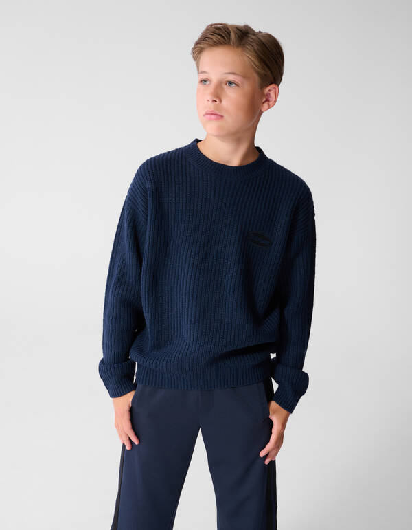 Relaxed Embroidery Gebreide Trui Donkerblauw SHOEBY BOYS