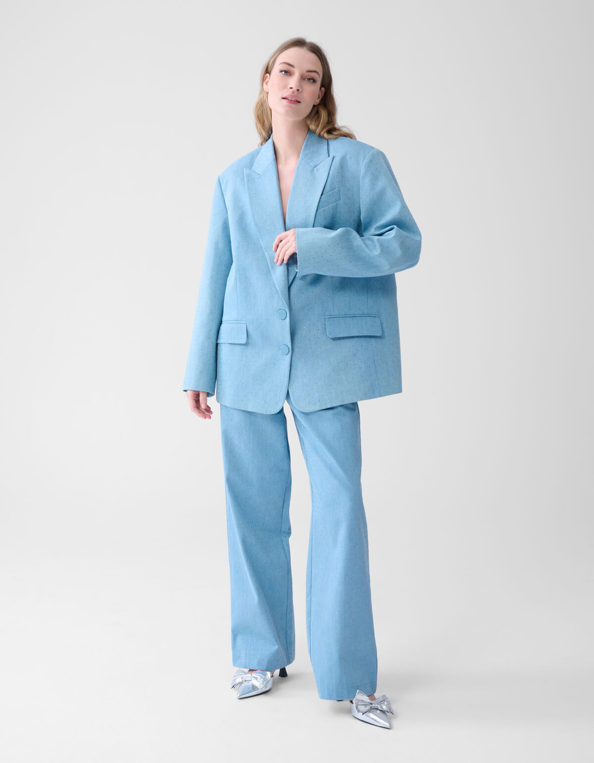 Strass Denim Blazer Blauw SHOEBY WOMEN