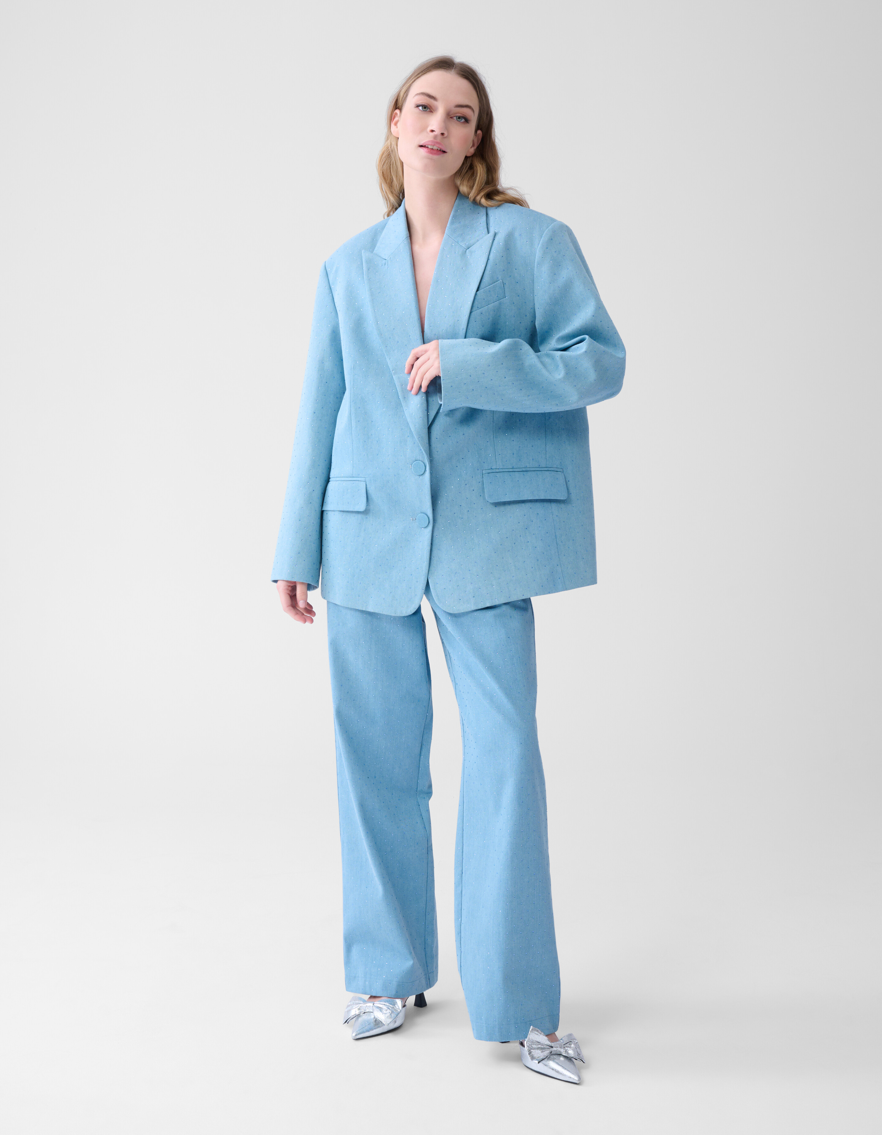 Strass Denim Blazer Blauw SHOEBY WOMEN