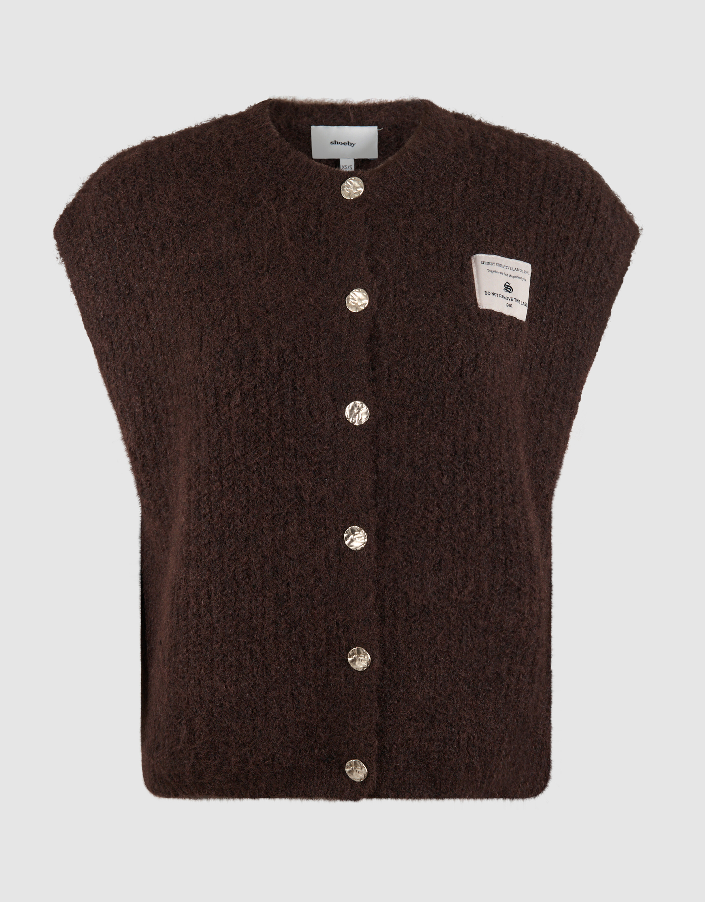 Hairy Button Gilet Donkerbruin SHOEBY WOMEN