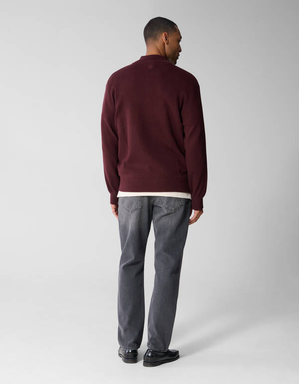 Turtle Half Zip Trui Donkerrood SHOEBY MEN