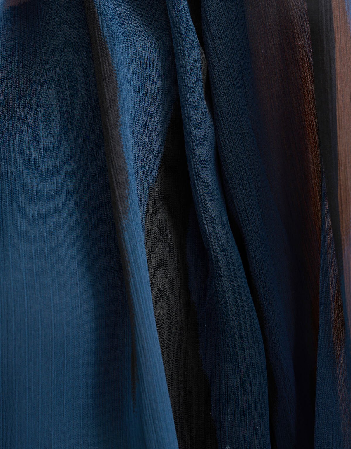 Two Tone Print Blouse Donkerblauw SHOEBY WOMEN