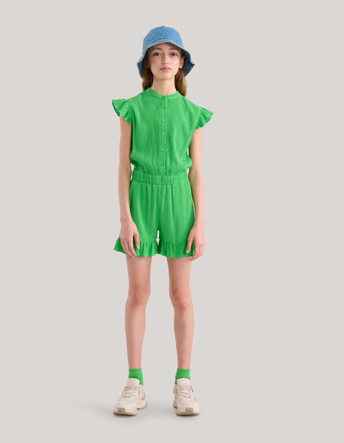 Crinkle Jumpsuit Groen SHOEBY GIRLS