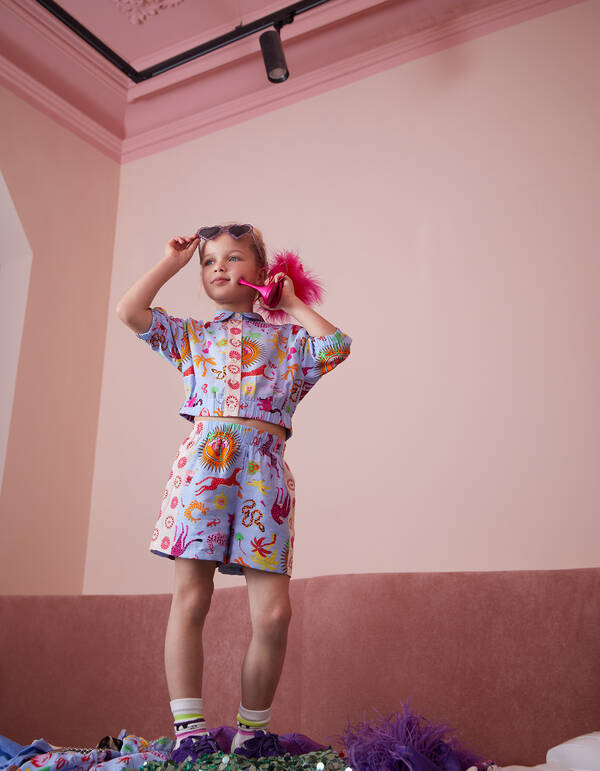 Jungle Artwork Short Lichtblauw By Lizzy SHOEBY GIRLS