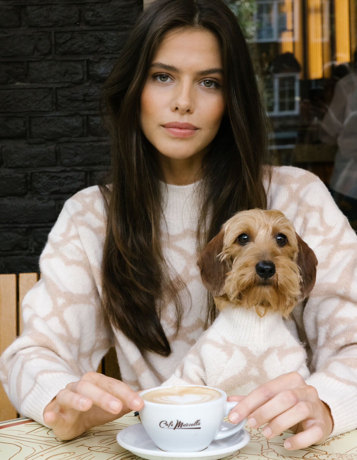 Heart Printed Dames Trui Gebroken Wit By Furmey SHOEBY WOMEN