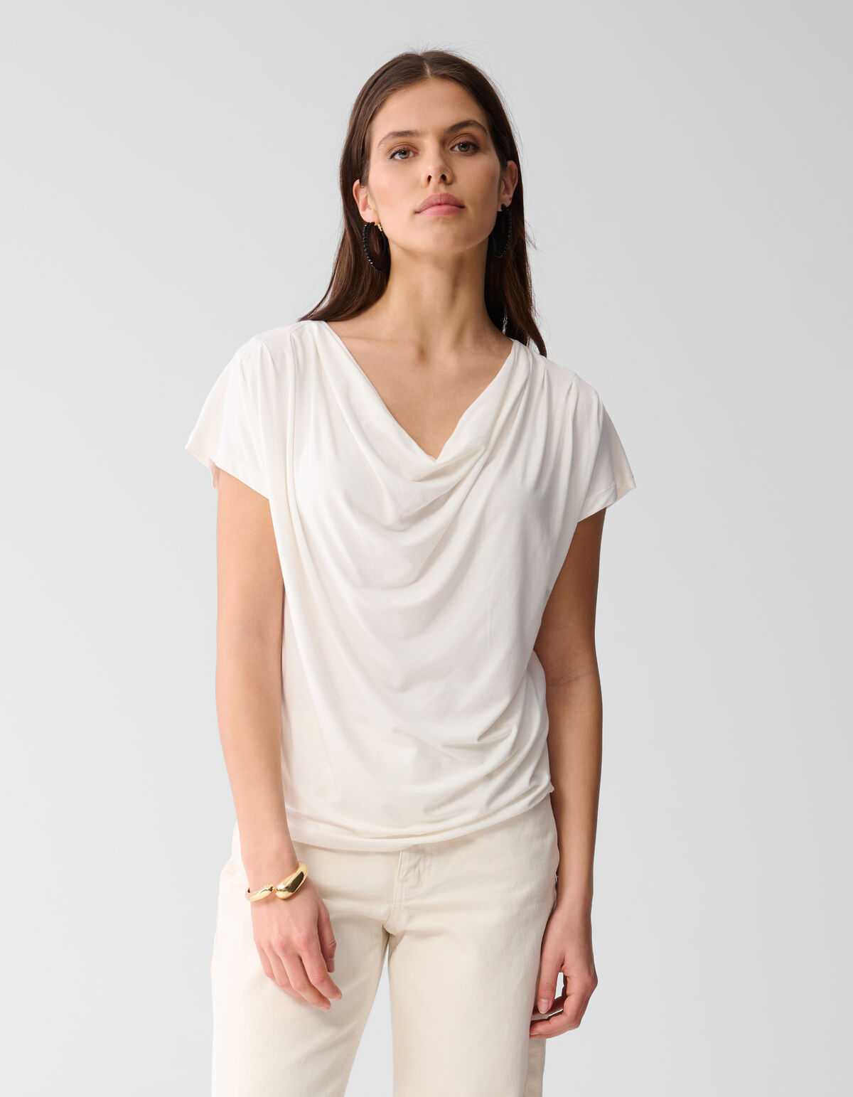 Gedrapeerde Top Gebroken Wit SHOEBY WOMEN