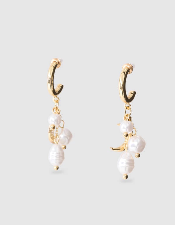 Parel/Maan Hoop Oorbellen Goud SHOEBY ACCESSOIRES