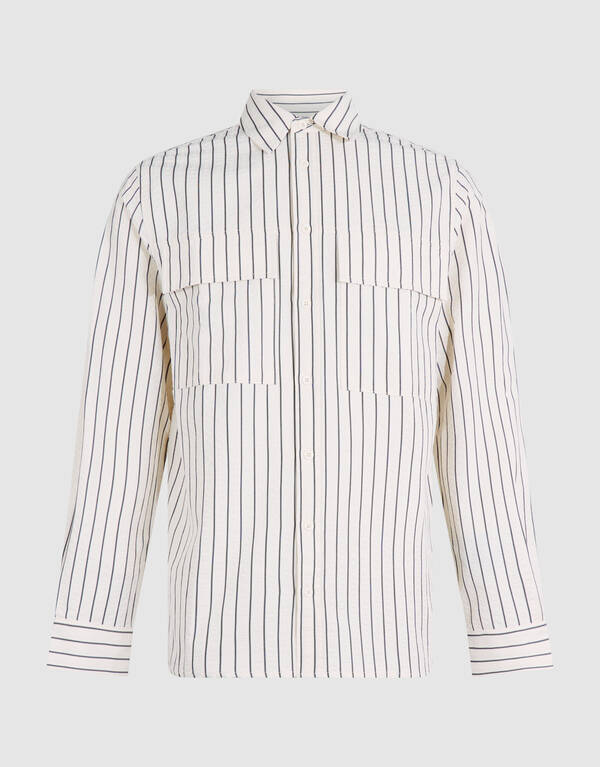 Seersucker Pinstripe Overhemd Gebroken Wit SHOEBY MEN