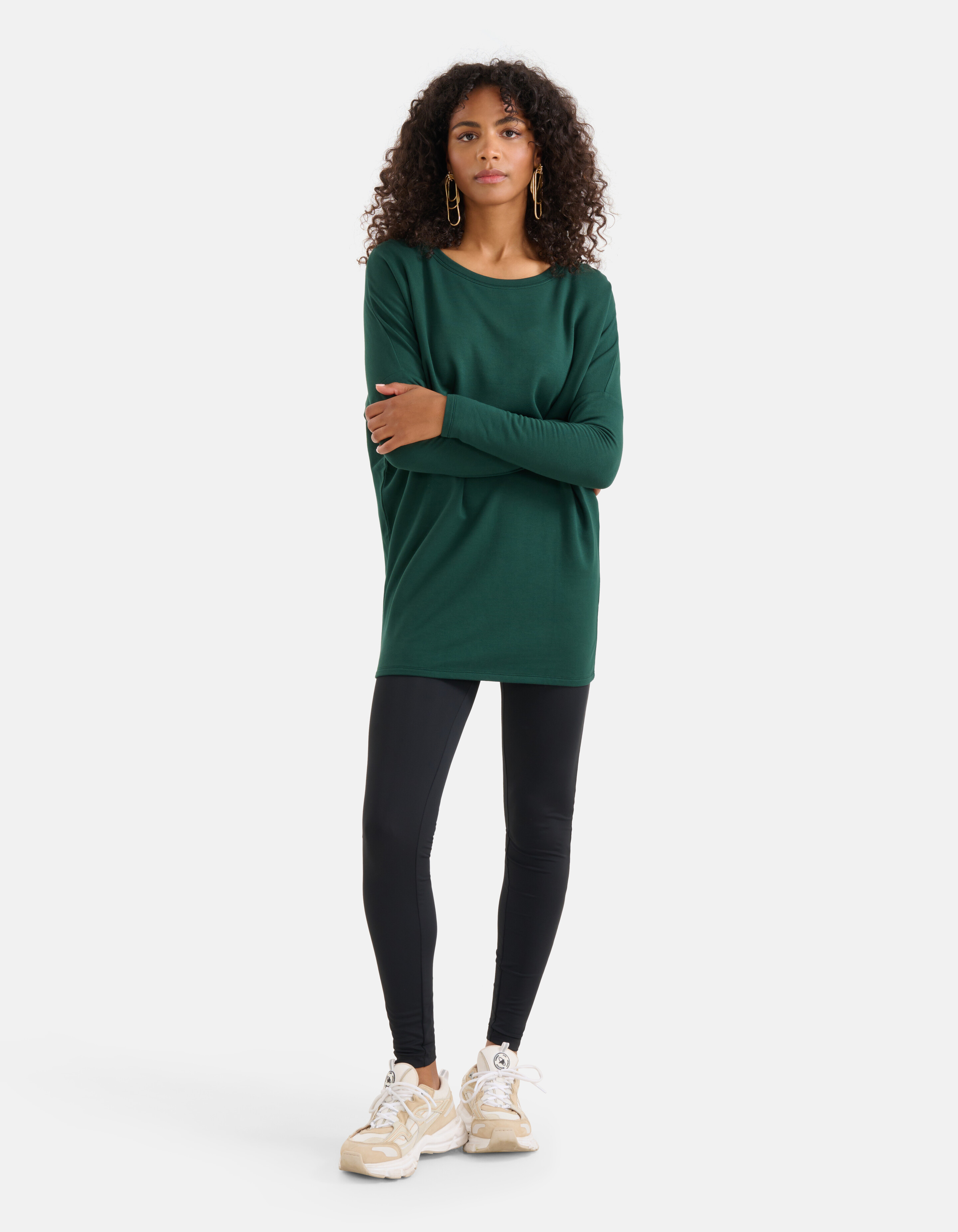 Basis Oversized Top Donkergroen SHOEBY WOMEN