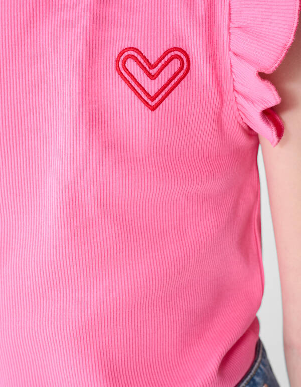 Ruffle Heart Top Roze SHOEBY GIRLS
