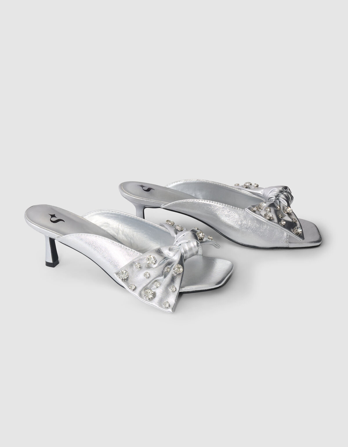 Strass Strik Slipper Hakken Zilver SHOEBY SHOES