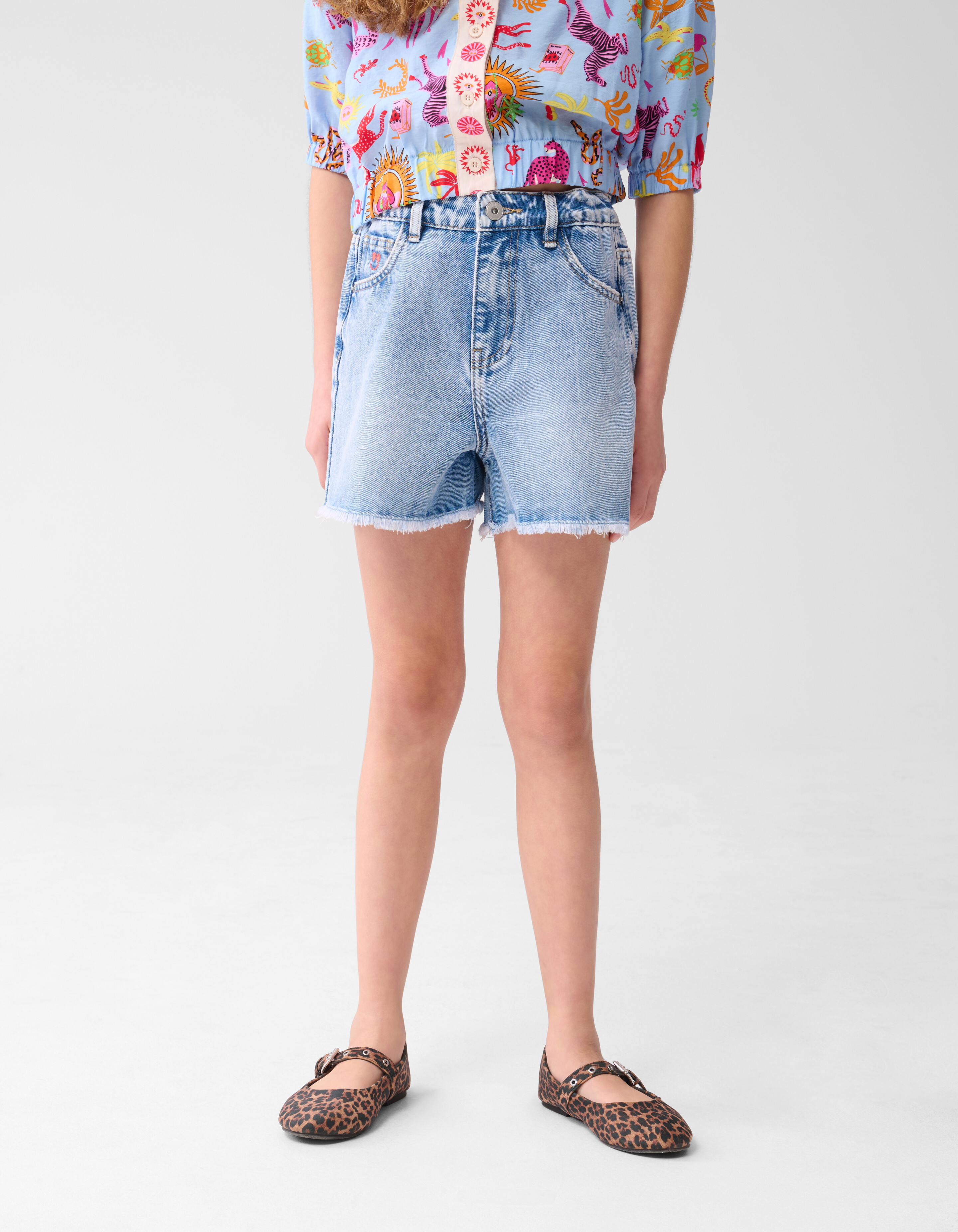 Embroidery Denim Short Blauw By Lizzy SHOEBY GIRLS